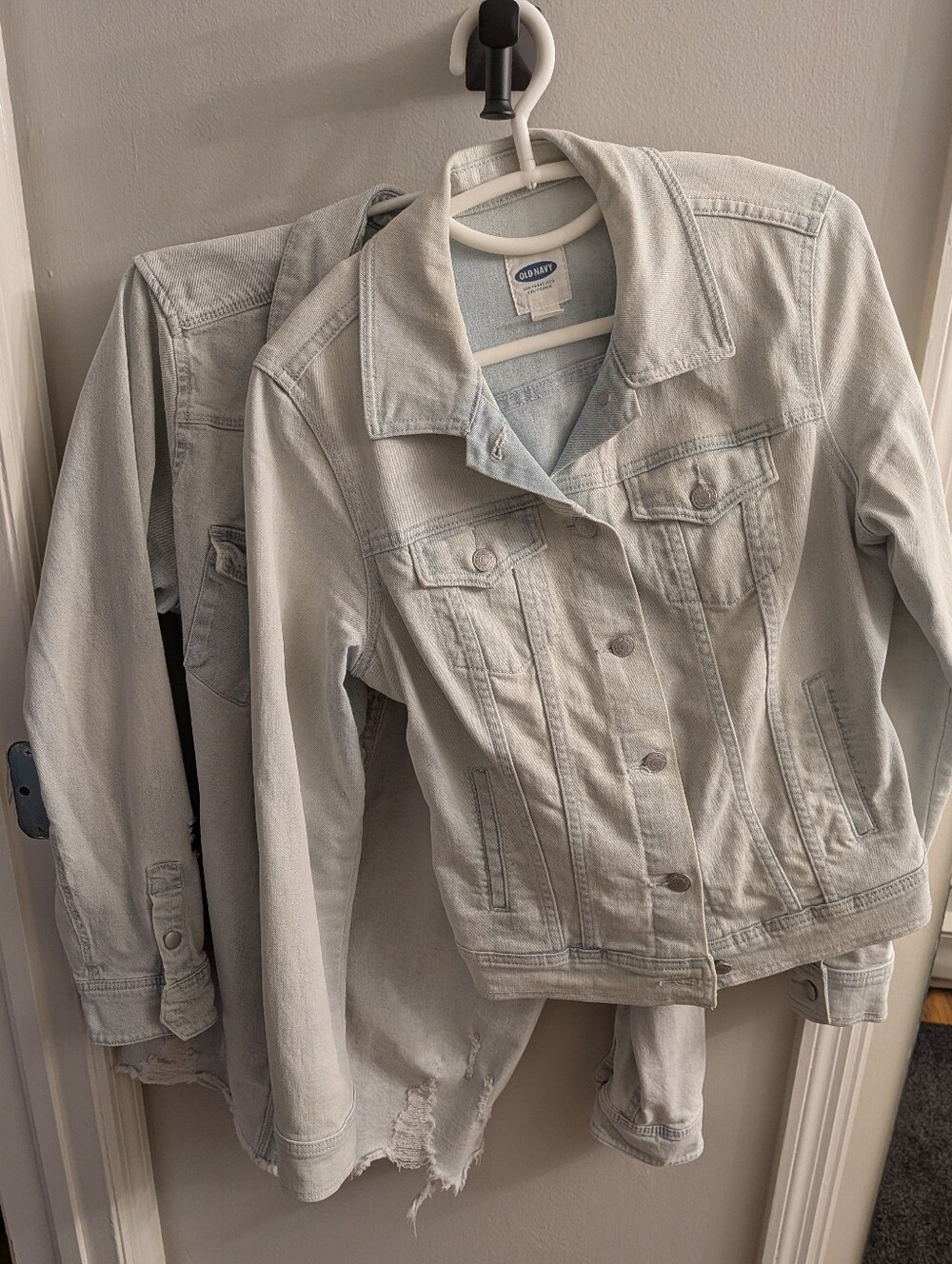 2 Denim Jackets: Old Navy Light Gray Denim Jacket - Women's Classic Jean Jacket